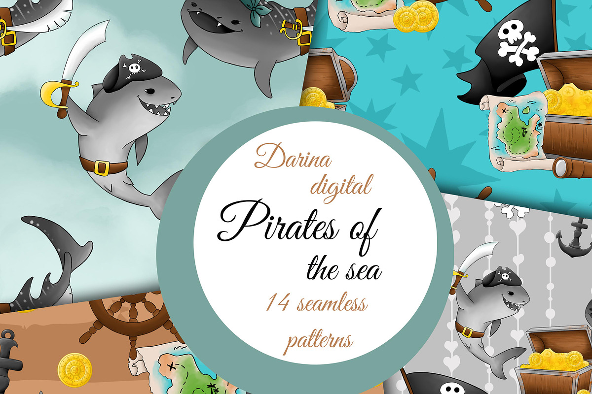 Pirates of the sea clipart, a Pattern Graphic by DarinaDigital (Photo 1 of 6)