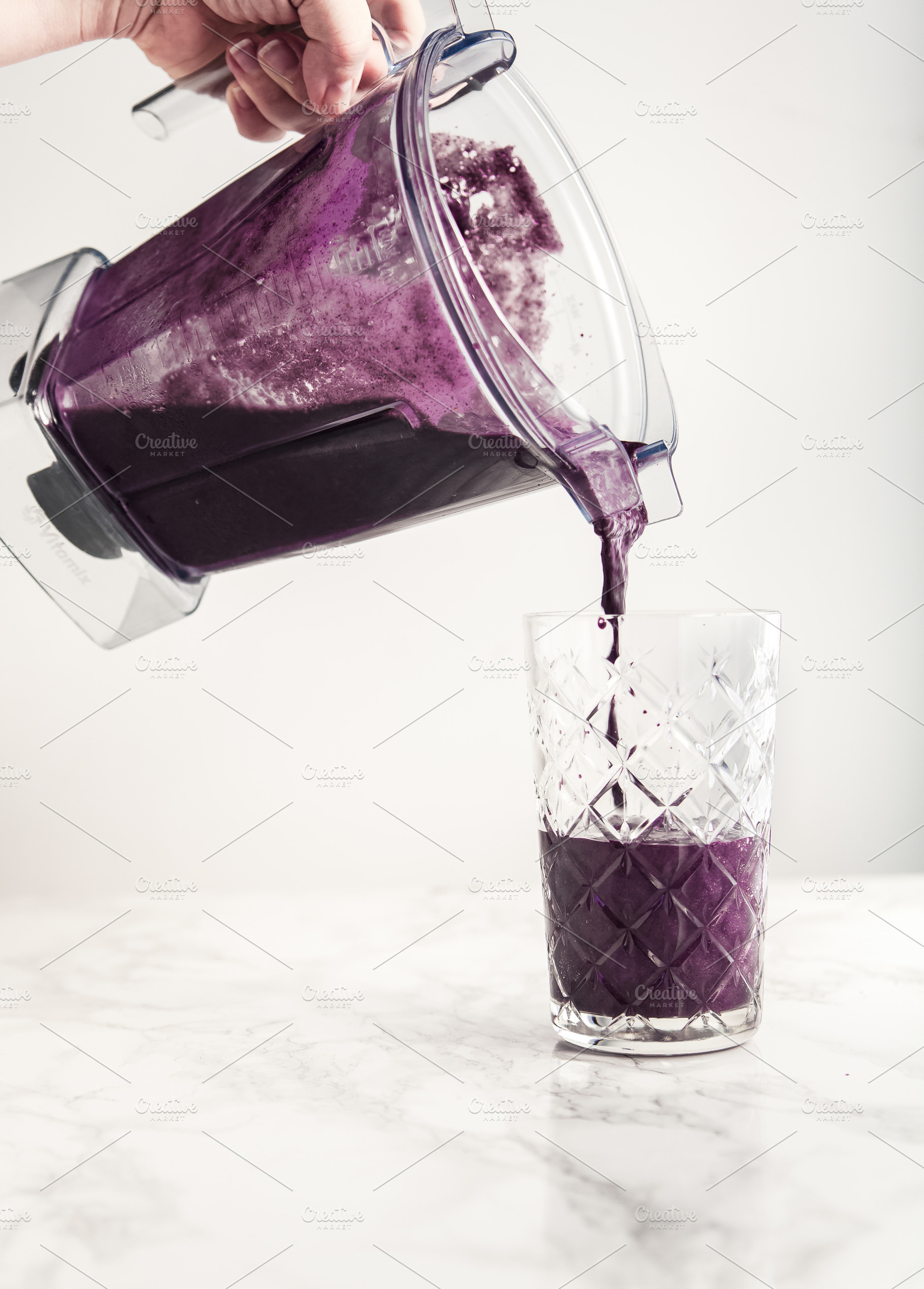 blueberry smoothie blender pour, a Food & Drink Photo by Brand Spanking You