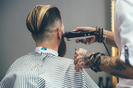 Beard haircut at barber shop