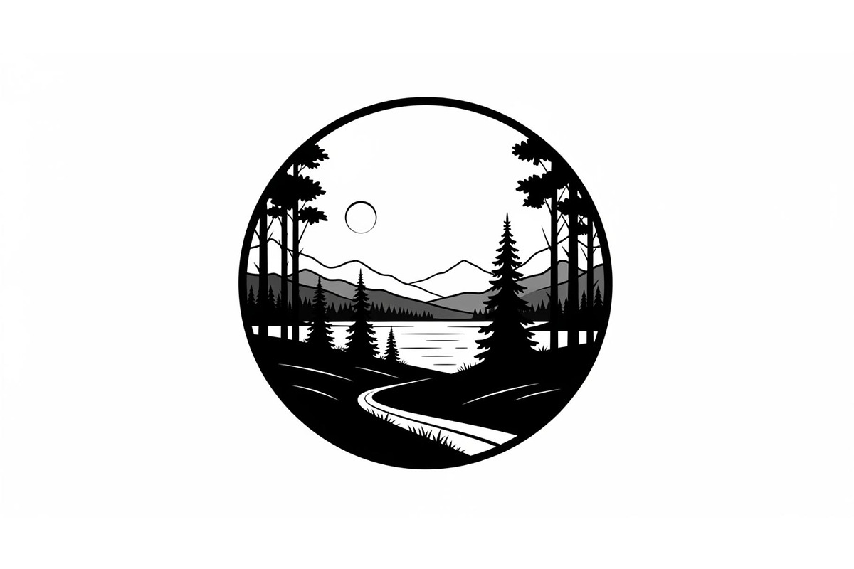 Circular Nature Landscape Silhouette, an Illustration by yasushie (Photo 13 of 51)