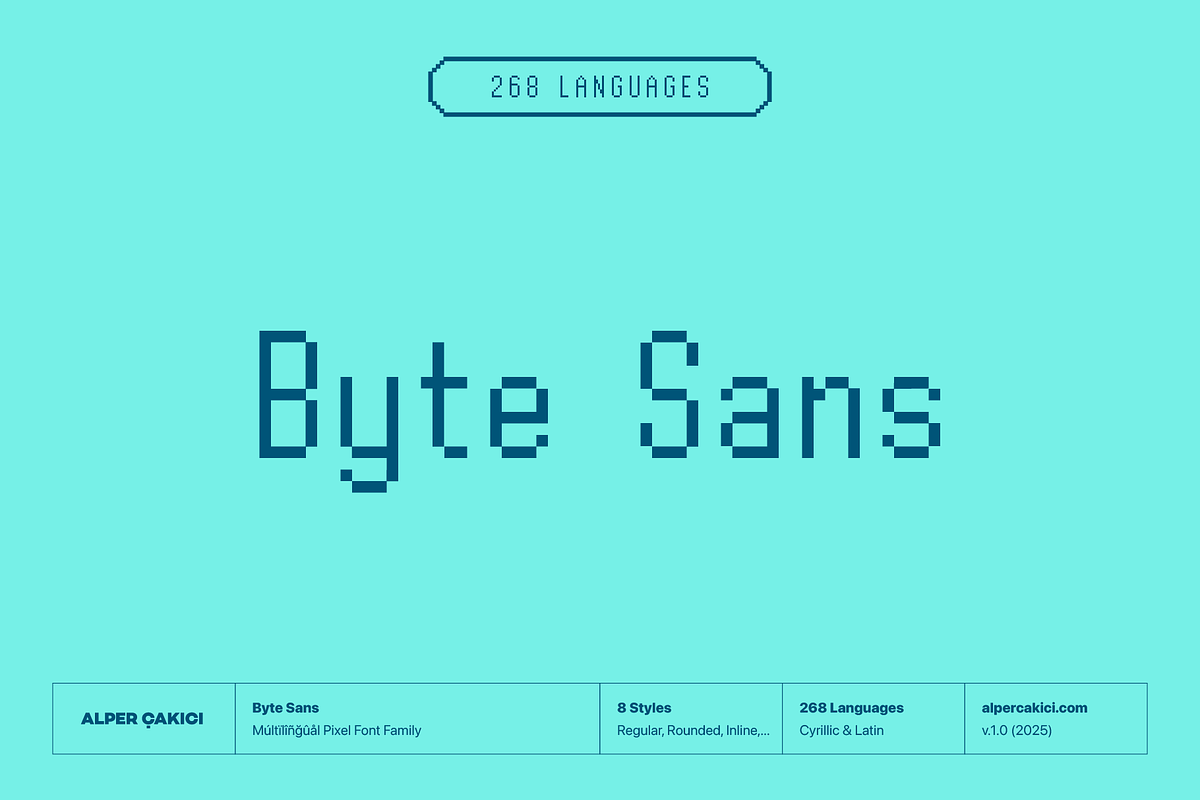 Byte Sans Pixel Font Family, a Font by alpercakici (Photo 1 of 13)