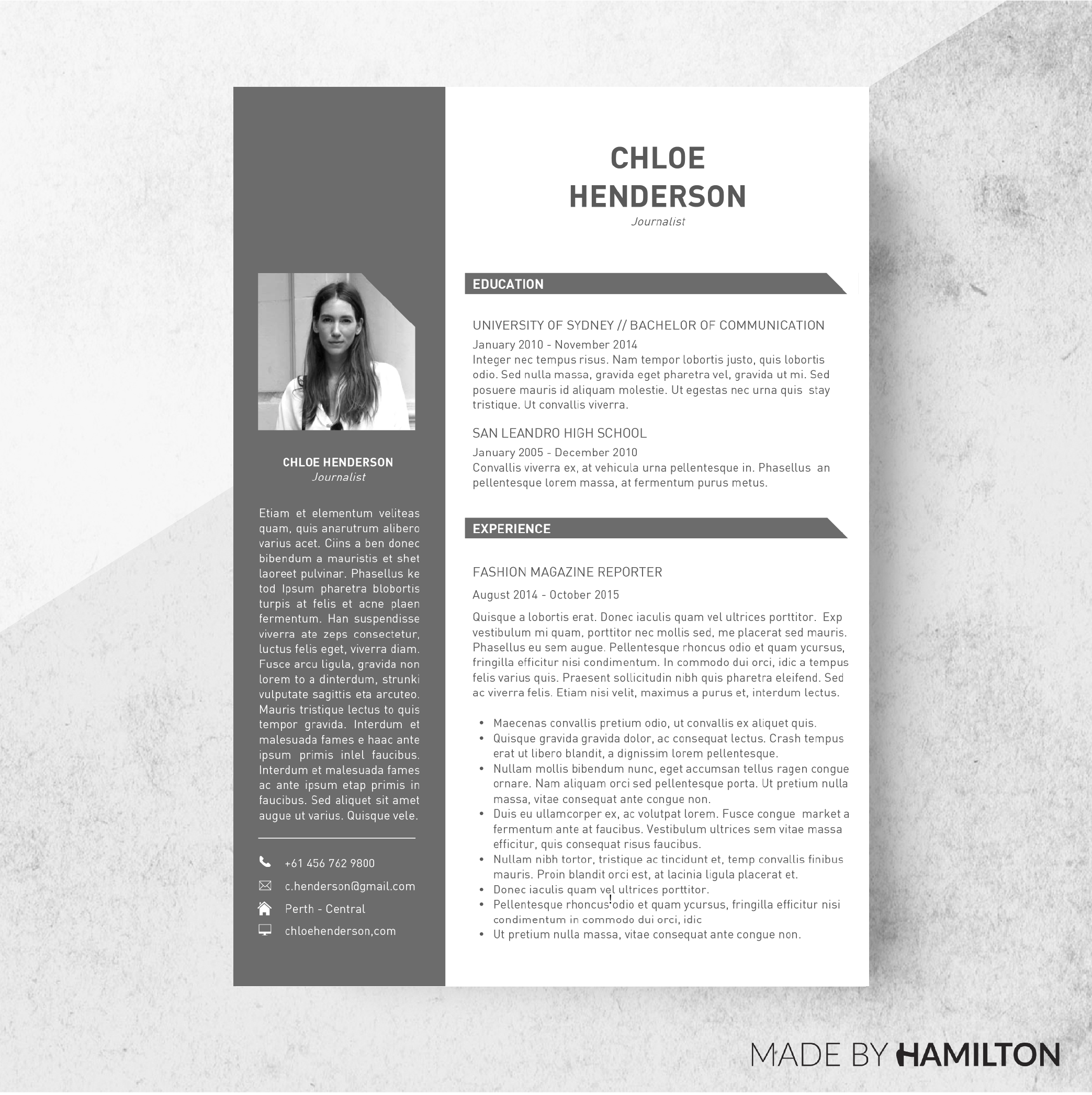 Tone Resume Template + Cover Letter, a Resume Template by Made By Hamilton