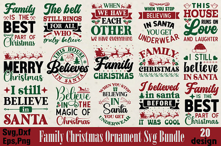 Family Christmas Ornament SVG Bundle
