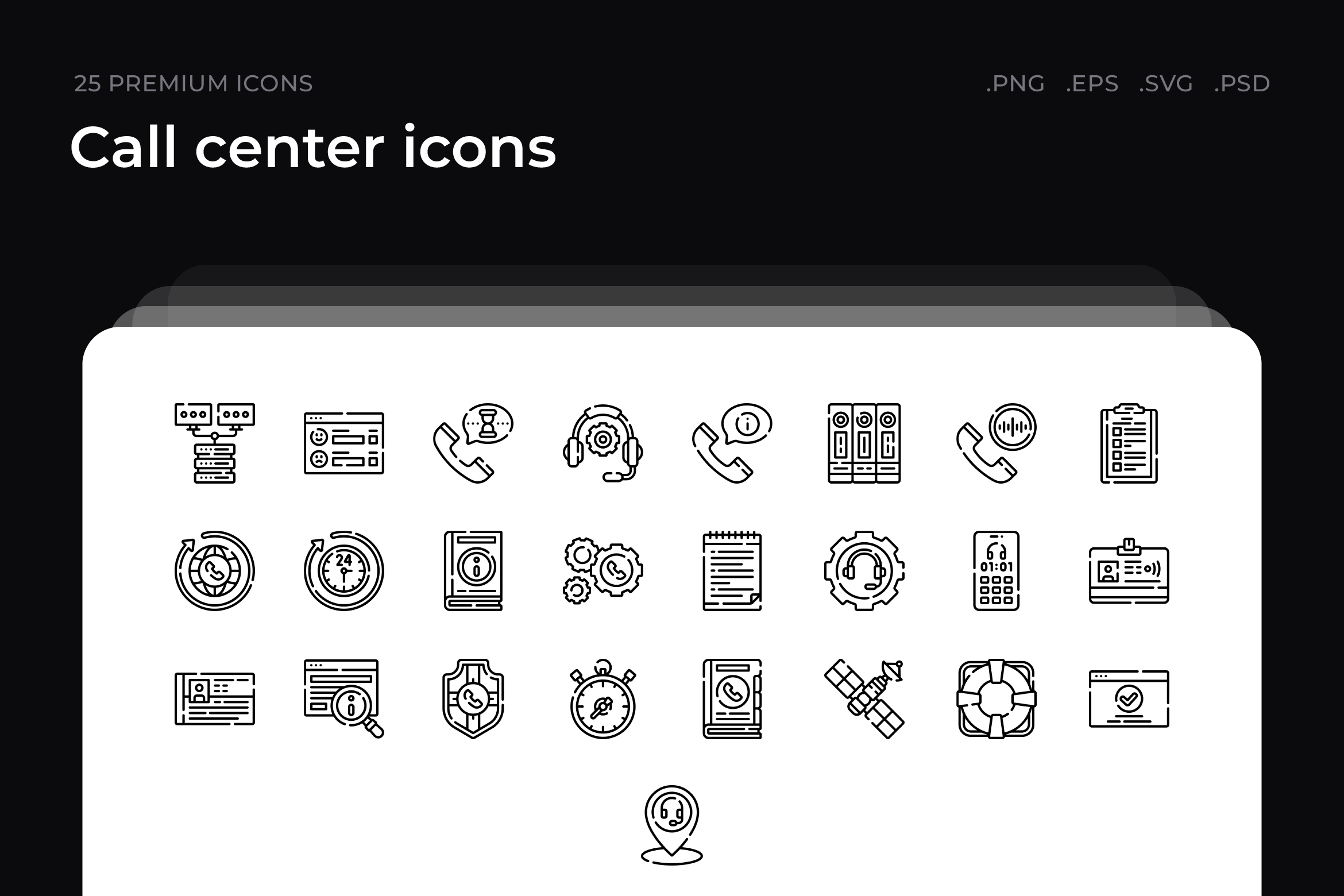 Call center icons, an Outline Icon by Wencory