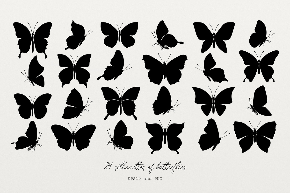 Butterflies vector collection, a Decorative Illustration by Glass Cat Design (Photo 9 of 10)