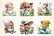 Spring Funny Grandma Clipart, a Seasonal Illustration by DreamArtGraphic (Thumbnail 3 of 4)