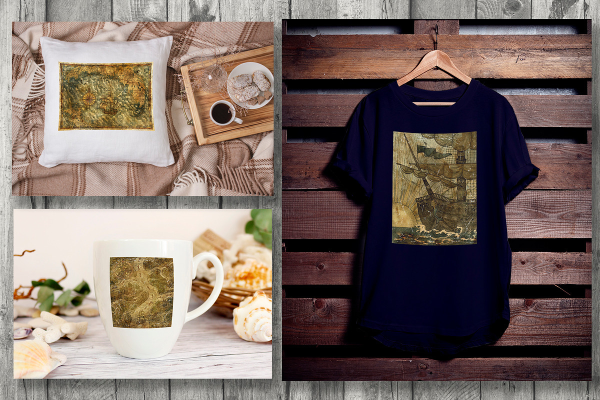 Old Pirate Maps Bundle, a Transportation Illustration by Samiramay (Photo 4 of 5)
