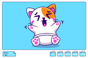 Cute Baby Cat Happy Cartoon, an Animal Illustration by Artstorystudio