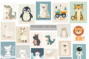 Cute Posters For Kids. Nursery Room.