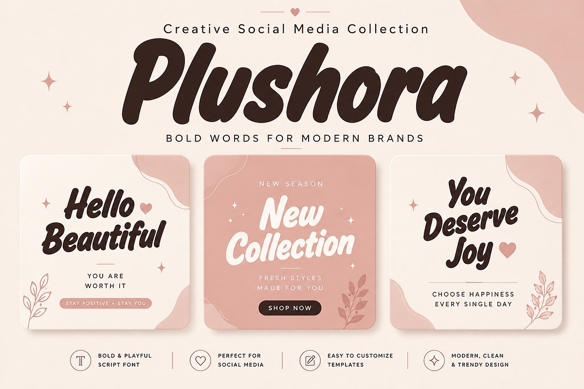 Plushora – Bold Script Font, a Script Font by Wow Magic (Photo 2 of 5)