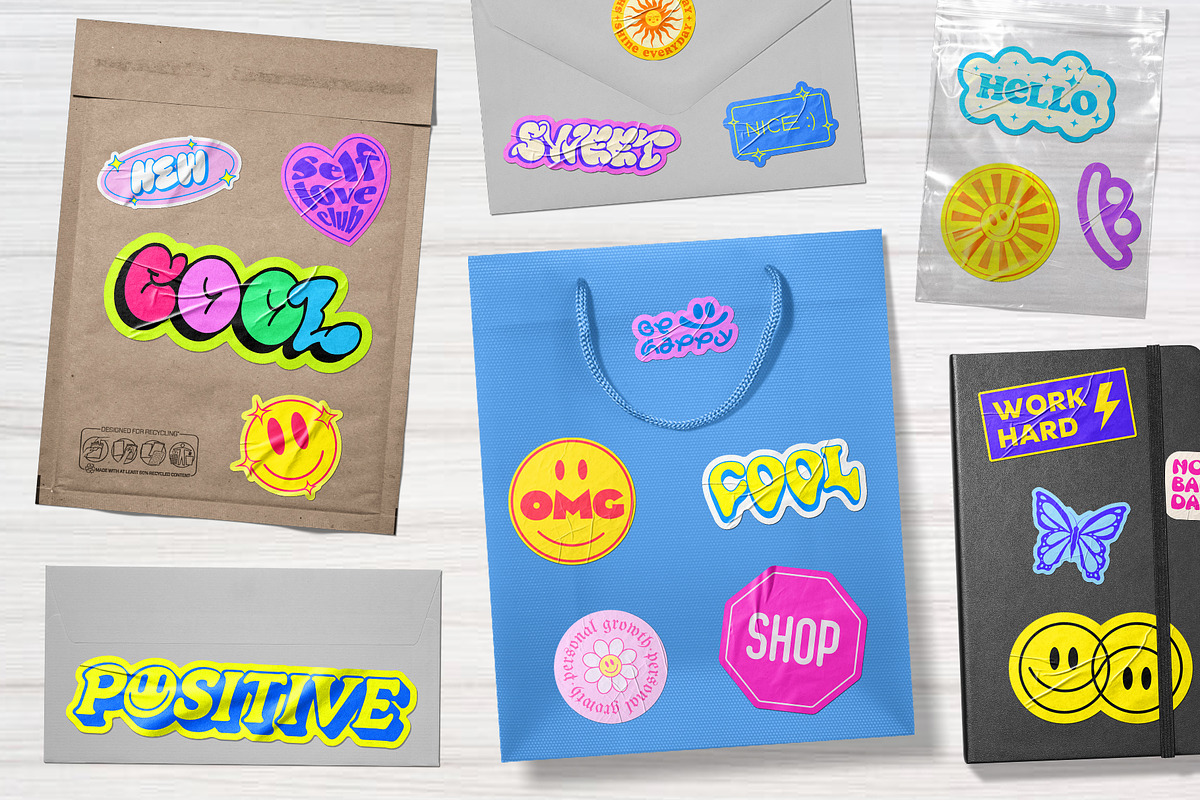 POSITIVE STICKERS PACK, an Object Graphic by craftlove (Photo 7 of 9)