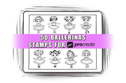 50 Ballerinas Procreate Stamps Brush