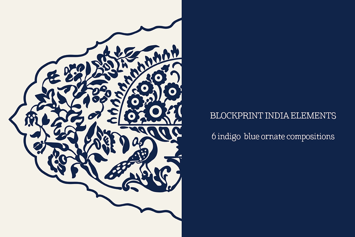 Blue Indian Block Print: Elements, a Pattern Graphic by StabuLaRasa illustration (Photo 1 of 5)