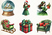 Watercolor Classic Christmas Clipart, an Illustration by Libby Wishes (Thumbnail 2 of 9)