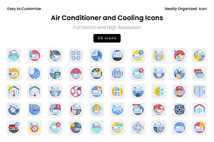 Air Conditioner and Cooling Icons, a Solid Icon by Wencory