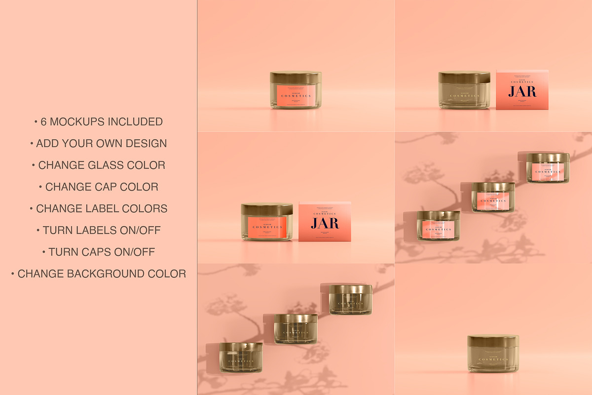 Cosmetic Glass Jar Mockups Set, a Product Mockup by Zumrod (Photo 2 of 10)