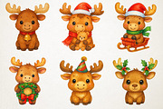 Kawaii Christmas Moose Clipart, an Illustration by RobertsArt (Thumbnail 4 of 7)