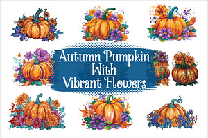 Autumn Pumpkin Floral Bundle, an Illustration by jahid234