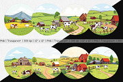 Dairy Farm Scene Clipart, a Graphic by Artnoy (Thumbnail 2 of 5)
