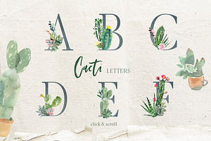 Cacti Watercolor Cactuses Clipart