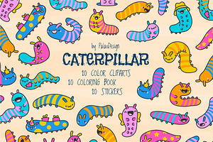 Caterpillar Clipart Bundle, an Animal Illustration by Palau
