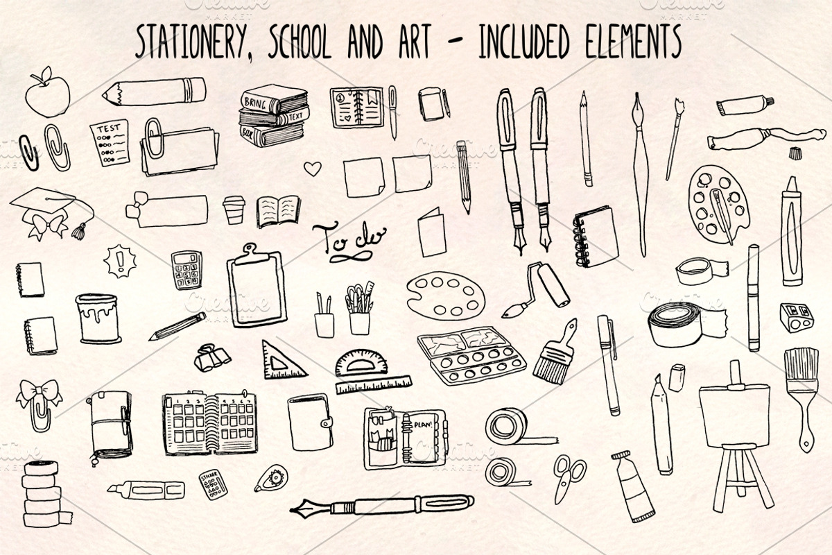 68 Stationery, School + Art Vectors, a Decorative Illustration by Violet LeBeaux (Photo 1 of 3)