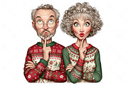 Funny Elderly Couple Christmas Party, an Illustration by Craft Nest (Thumbnail 5 of 10)