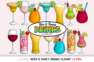 Beer & Fancy Drinks Clipart
