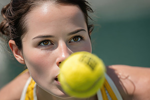 Focused player tracks tennis ball, a Photo by Beautiful things