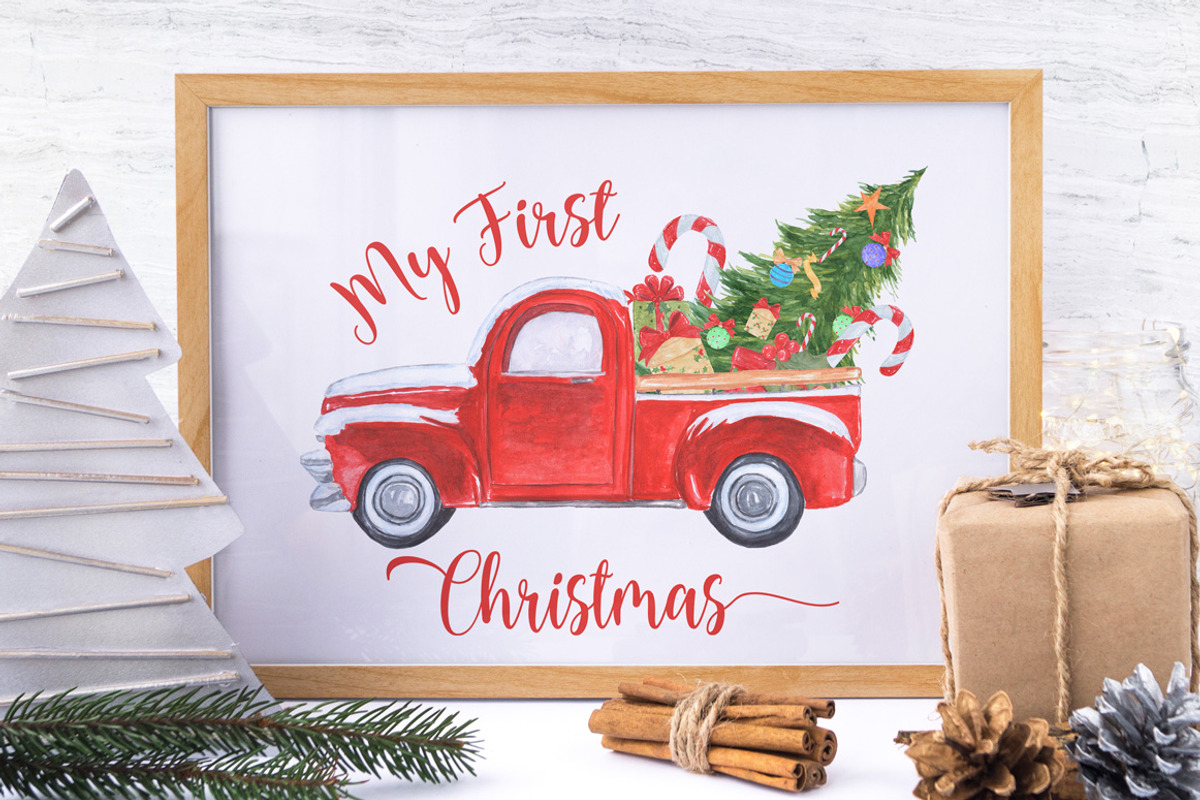 Christmas Red Truck Sublimation, an Illustration by vivastarkids (Photo 7 of 7)