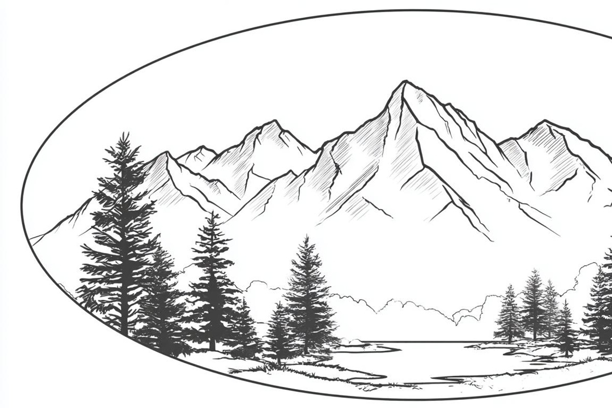 Majestic Mountain and Tree Vector, a Graphic by hafijul (Photo 2 of 9)