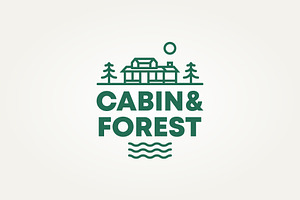 forest cabin with river icon logo, a Branding & Logo Template by Blazybone