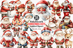 Patchwork Christmas Cute Santa, an Illustration by Canvas Craft