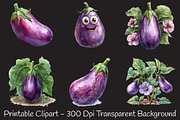 Eggplant Watercolor Cliparts, an Illustration by RobertsArt (Thumbnail 4 of 7)