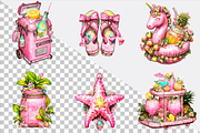 Whimsical pink summer poolside clipa, an Illustration by SVGArt (Thumbnail 8 of 9)