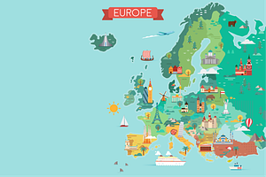 Map of Europe. Tourist map