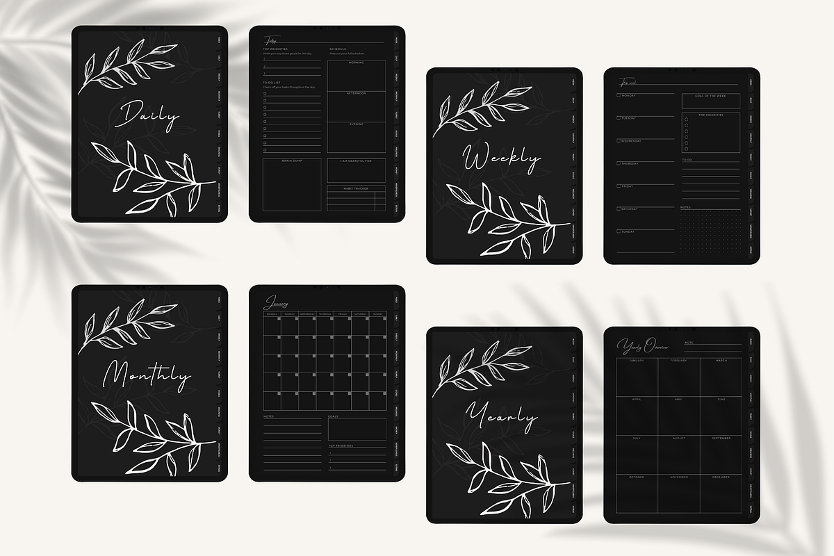 Dark Mode Digital Planner iPad, a Templates & Theme by HoneyGlowStudioCo (Photo 3 of 9)