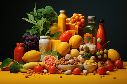 Healthy food. Vegetables, fruits and, a Photo by Iftikhar Alam