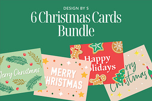 6 Christmas Cards Bundle, a Card Template by Strange Gaze Studios