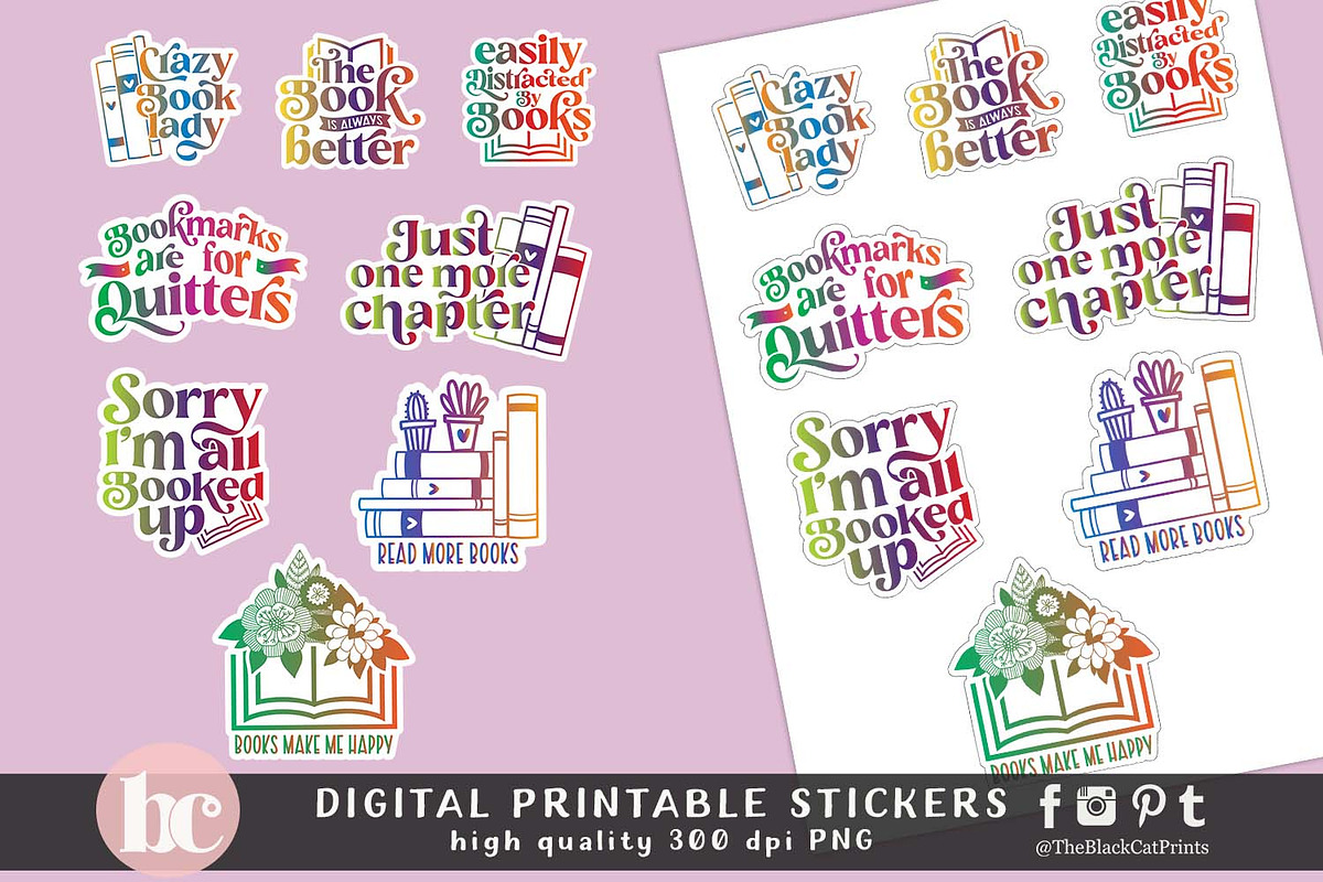 Funny Book Stickers PNG EPS, a Technology Illustration by TheBlackCatPrints (Photo 2 of 2)