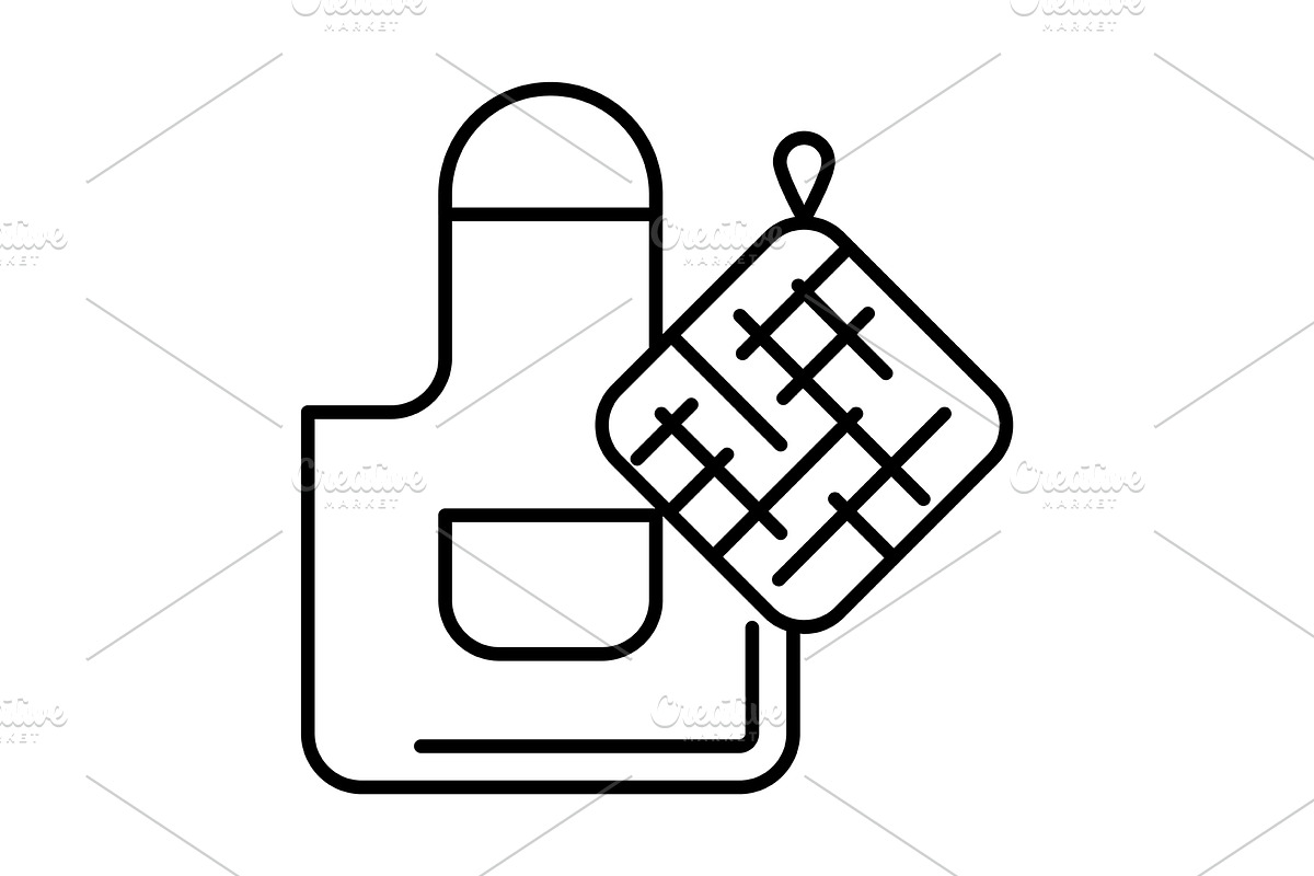 Apron and potholder icon., an Outline Icon by incomible