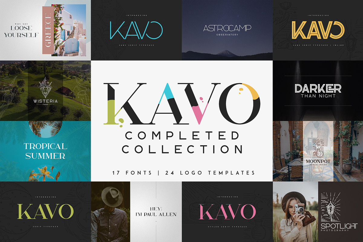 Kavo Font Bundle 17in1 + 24 logos, a Serif Font by VP Fonts (Photo 1 of 23)