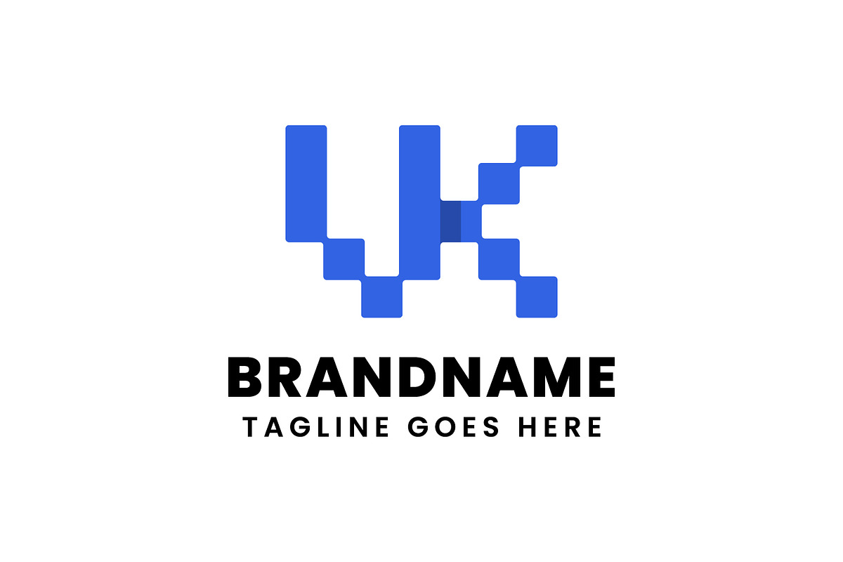 Letters VK Modern Pixel Logo, a Branding & Logo Template by Pray Art Design Studio
