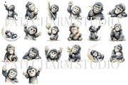 20 Baby Gorilla Clipart, an Animal Illustration by Pati Charm Studio (Thumbnail 2 of 8)