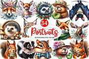 Watercolor Woodland Portraits png, an Illustration by Watercolor design (Thumbnail 1 of 4)