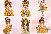 Summer Quirky Coffee Girl Clipart Bu, an Illustration by SVGArt (Thumbnail 2 of 9)