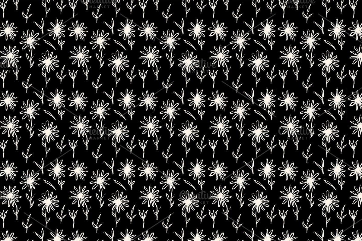Black&White Floral Seamless Patterns, a Pattern Graphic by Lyolya Profitrolya (Photo 4 of 7)