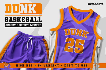 Dunk-Basketball Jersey+Shorts Mockup, a Shirt Mockup by Mocktopia