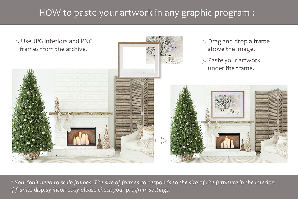 RUSTIC CHRISTMAS Frames Mockup, a Poster Template by MyHomeMockups (Photo 6 of 7)