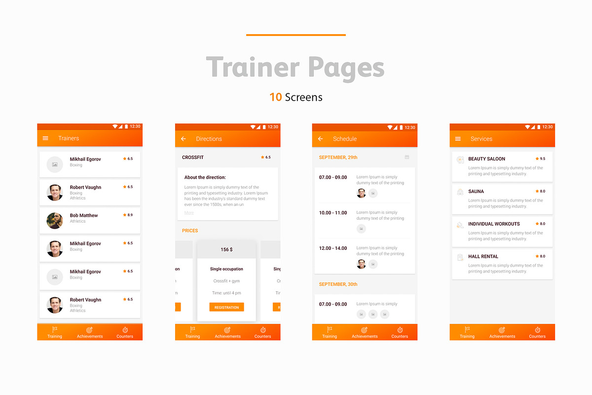 FIT BIT Sport UI Kit, an UI Kit Template by norg.nodis